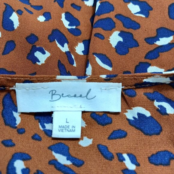 Beecool Tie Front Top Animal Print Cropped Womens Large - Picture 4 of 12